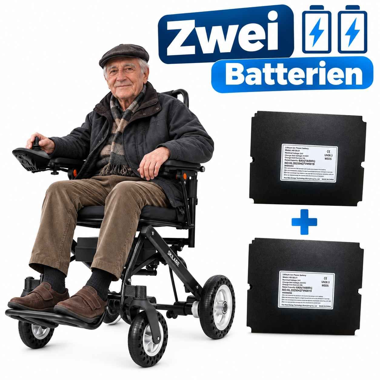 Elektrorollstuhl ultraleicht 9,8 kg mit 2 Akkus